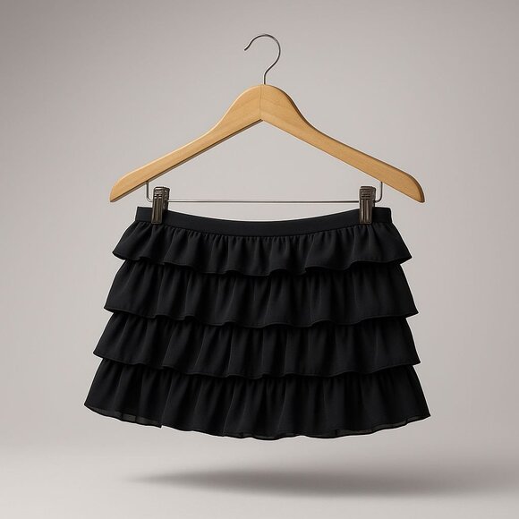 UO x Out From Under Cammy Ruffle Trim Micro Skort Womens Sz Small Tap Shoe Black - Picture 13 of 16